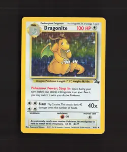 Dragonite 4/62 WOTC Fossil Set Holo Rare Pokemon Card MP - Image 1