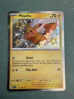 Pokemon Pikachu SV: Paldean Fates 131/091 Shiny Rare Holo Card English - Image 1