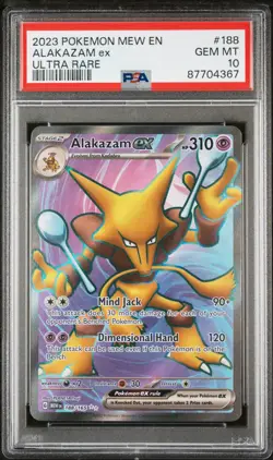 Alakazam ex PSA 10 Ultra Rare EX Holo 188/165 Scarlet & Violet 151 Pokemon Card - Image 1
