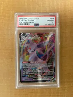Pokemon TCG Espeon VMAX Holo Ultra Rare Card Evolving Skies 065/203, PSA 10 - Image 1