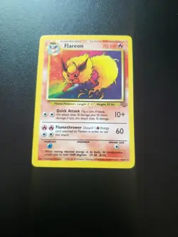 Pokemon TCG Flareon Holo Rare 3/64 Jungle Unlimited 70 HP Stage 1 Card - Image 1