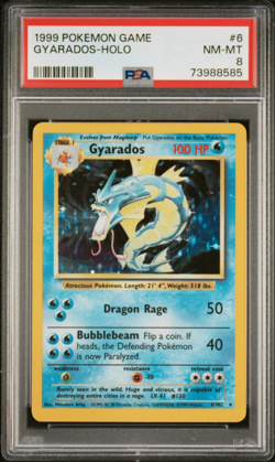 1999 POKEMON GAME BASE SET UNLIMITED # 6 GYARADOS HOLO PSA 8 NM - Vintage WOTC - Image 1