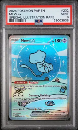 2024 POKEMON PAF EN-PALDEAN FATES SPECIAL ILLUSTRATION RARE #232 MEW EX PSA 9 - Image 1