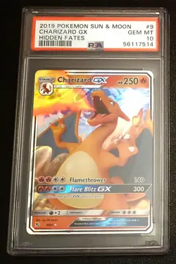 2019 POKEMON SUN AND MOON HIDDEN FATES #9 CHARIZARD GX GEM MINT PSA 10 - Image 1