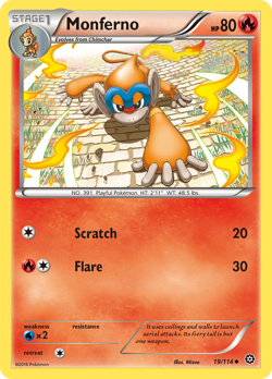 Monferno 19/114 Uncommon Steam Siege Pokemon LP - Image 4