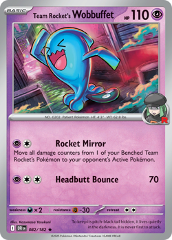 Team Rocket's Wobbuffet 082 182 R Destined Rivals Pokemon NM - Image 4