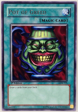 Yu Gi Oh Spell Pot Of Greed LOB-119 1st Edition Rare Near Mint NM - Image 1