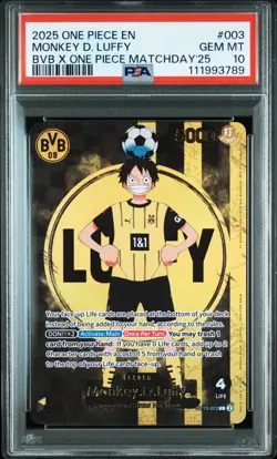 One Piece TCG Monkey D. Luffy Ruffy Dortmund BVB Collab ST13-003 PSA 10 Mint - Image 1