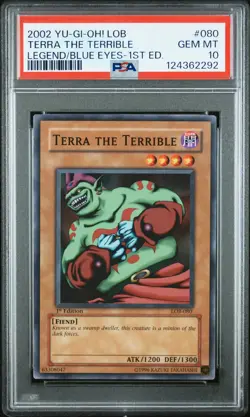2002 YU-GI-OH! LOB-LEGEND OF BLUE EYES WHITE DRAGON TERRA THE TERRIBLE PSA 10 - Image 1