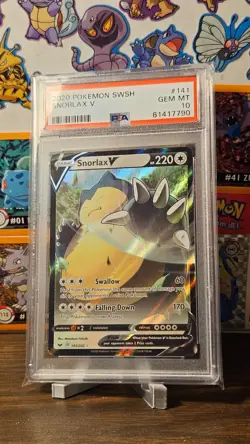Pokemon TCG Snorlax v 141/202 SWSH English PSA 10 - Image 1