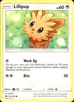 Lillipup 103/149 Common - Pokemon SM Base Set 2017 LP - MP - Image 1