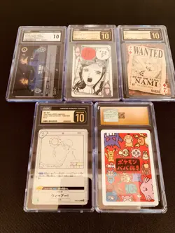5 Graded Cards, 1st Edition One Piece Wanted Deck Nami, Nico Robin, Pokemon Read - Image 2