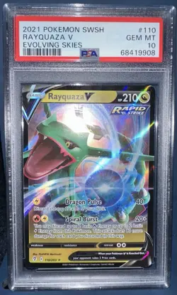 2021 POKEMON SWORD & SHIELD EVOLVING SKIES #110 RAYQUAZA V PSA 10 - Image 1