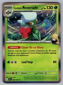 Cynthia's Roserade 008/182 Rare Destined Rivals Pokemon NM - Image 1