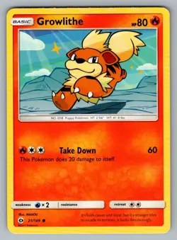 Growlithe 21 149 C SM Base Set Pokemon LP - Image 1