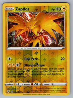 Zapdos 048 HOLO 185 R Vivid Voltage Pokemon NM - Image 1