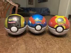 Pokemon TCG 2025 Q4 Pokeball Tin Sealed LOT OF 3 Repeat, Great, Pokeball - Image 1