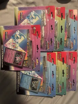 Pokemon Prismatic Evolutions Tech Sticker Pack (x7) And Mega Lucario Ex Box Seal - Image 2