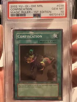 Yu-Gi-Oh! Confiscation Magic Ruler 1st Edition Super Rare MRL-038 PSA 10 - Image 1
