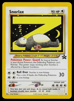 Pokemon Card - Snorlax WoTC Black Star Promo 49 Promo - Image 1