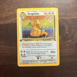 Pokemon Dragonite Holo Rare Card Fossil 1st Edition 4/62 100 HP - Image 1