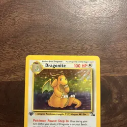 Pokemon Dragonite Holo Rare Card Fossil 1st Edition 4/62 100 HP - Image 2