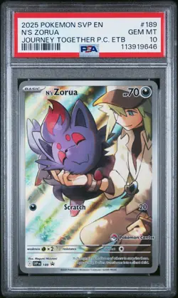 N’s Zorua Pokemon Center Journey Together ETB Promo Pokemon Card 189 PSA 10 - Image 1