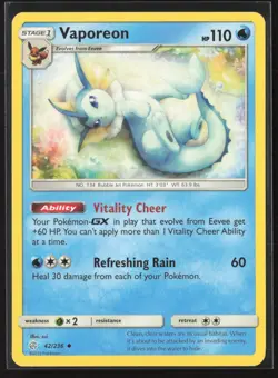 Vaporeon 42/236 Uncommon Cosmic Eclipse Pokemon Lightly Played - Image 1