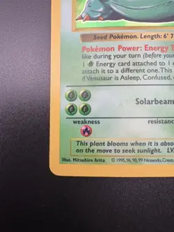 1999 Pokemon Venusaur 015/102 Base Set (Shadowless) Holo [NM] NEVER PLAYED - Image 5