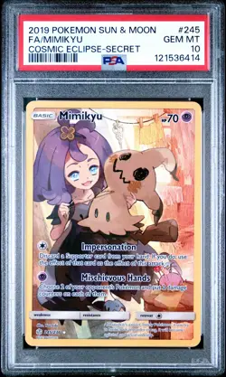 2019 Pokemon Sun and Moon Cosmic Eclipse Secret Mimikyu #245 PSA 10 - Image 1