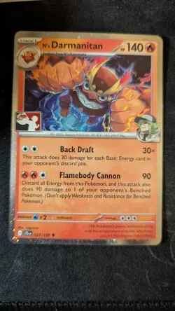 N’s Darmanitan 027/159 Cosmos Holo Pokemon Play! Prize Pack Play Stamp Series 7 - Image 1