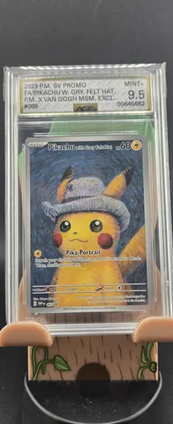 The Pokemon Company Pikachu Grey Felt Hat Promo 085 AGS 9.5 Scarlet & Violet - Image 1