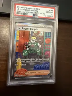 2025 POKEMON MEGA EVOLUTION SPECIAL ILLUSTRATION RARE LT. SURGE'S BARGAIN PSA 10 - Image 1