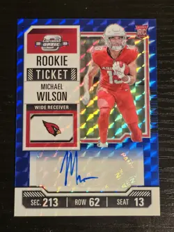 MICHAEL WILSON (RC) 2023 CONTENDERS OPTIC ROOKIE TICKET MOSAIC BLUE/23 #102 - Image 1