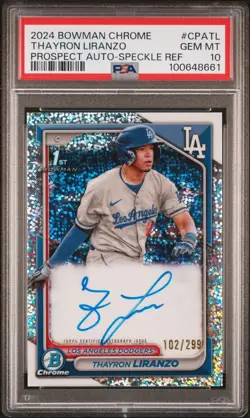 2024 Bowman Chrome 1st Thayron Liranzo Speckle Refractor Auto 102/299 PSA 10 - Image 1