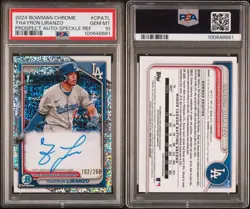 2024 Bowman Chrome 1st Thayron Liranzo Speckle Refractor Auto 102/299 PSA 10 - Image 3