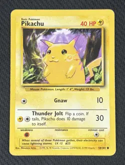 Pikachu 58/102 Common Unlimited Base Set 1999 - Pokemon TCG (MP) - Image 1