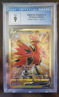 GALARIAN ZAPDOS V Brilliant Stars Holo Rare #182 CGC 9 Pokemon - Image 1
