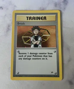 Pokemon Brock Holo Rare Gym Heroes Trainer 15/132 WoTC Vintage MP - Image 1