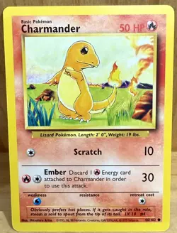 Charmander 46/102 Base Set Unlimited 1999 Vintage Pokemon TCG - Image 1