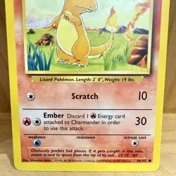 Charmander 46/102 Base Set Unlimited 1999 Vintage Pokemon TCG - Image 3