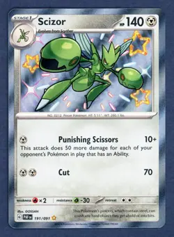 Scizor 191/091 Shiny Rare Paldean Fates Pokemon Holo Near Mint - Image 1