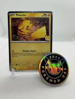 Pikachu 051/162 Pokemon Day 2026 - Anniversary Stamped With Coin - Image 1