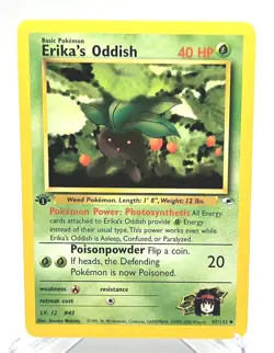 Vintage Pokemon 1st Edition Gym Heroes Erika's Oddish 47/132 Uncommon NM WOTC - Image 1
