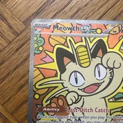 Pokemon Meowth EX Full Art Holo Card 121/088 POR Set 170 HP Pokemon TCG - Image 2