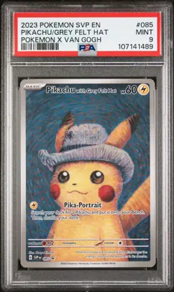 2023 POKEMON SVP EN-SV BLACK STAR PROMO #085 PIKACHU WITH GREY FELT HAT PSA 9 - Image 1