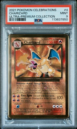 Pokemon PSA 9 Charizard #4 Metal Card Celebrations Ultra Premium Collection ENG - Image 2