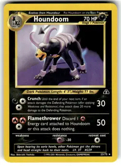Houndoom - 23/75 - Pokemon Neo Discovery Unlimited Rare Card WOTC NM - Image 1