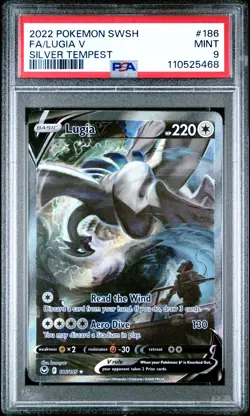 2022 POKEMON SWORD & SHIELD SILVER TEMPEST #186 FULL ART/LUGIA V PSA 9 - Image 1
