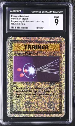CGC 9 Energy Retrieval 107/110 Legendary (collection) Reverse Holo Pokemon Card - Image 1